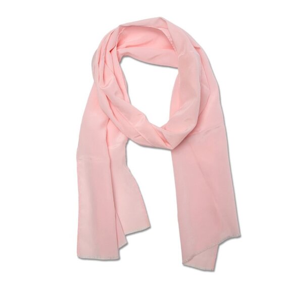 Vintage Monique Martin Sheer Pink Silky Poly  Scarf  Fringe Trim Japan 80s - Picture 3 of 8